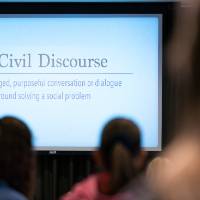 Video showing at the event, explaining civil discourse